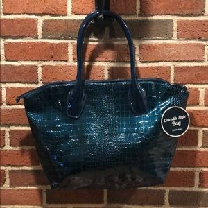 Teal Crocodile Tote Bag